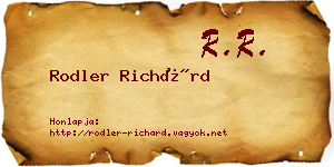 Rodler Richárd névjegykártya